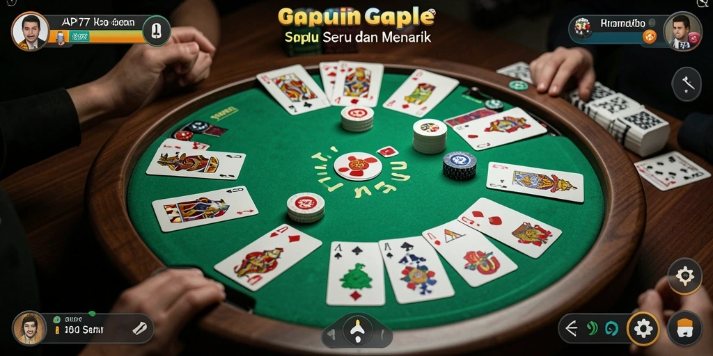 Screenshot gameplay seru dari API77 yang menunjukkan pertempuran Gaple.