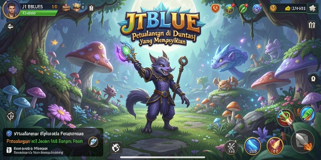 Tampilan gameplay JTBLUE dengan aksi pertempuran seru dan karakter yang dinamis.
