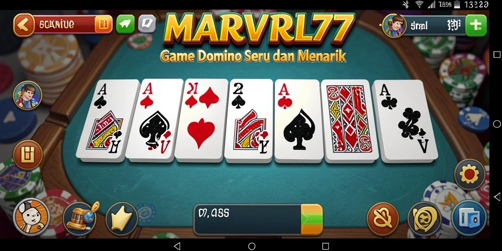 Tangkapan layar gameplay <strong>MARVRL77</strong> yang menggambarkan suasana permainan domino.