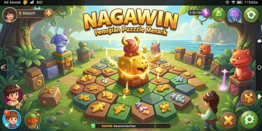 Screenshot gameplay NAGAWIN menampilkan tantangan Puzzle yang menarik dan warna-warni.