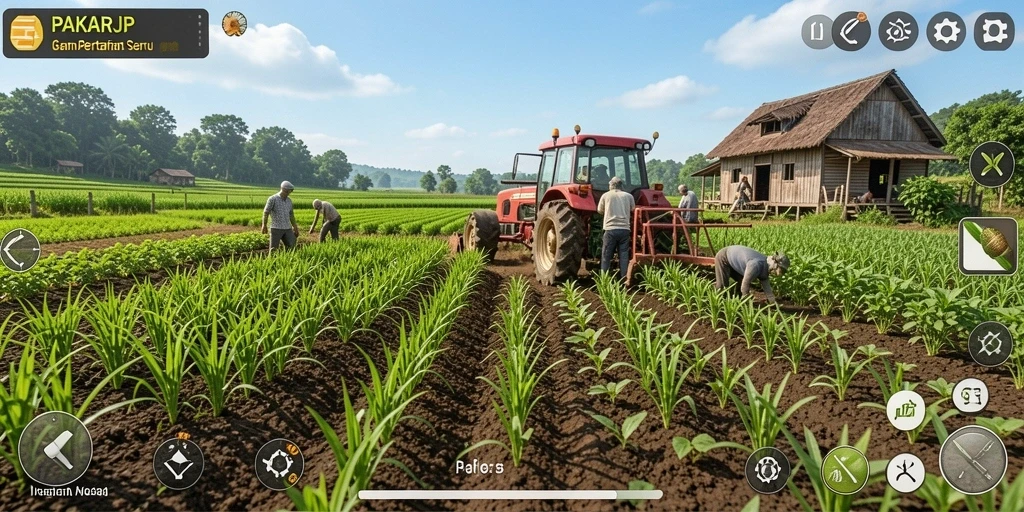 Tampilan menawan dari kebun dalam gameplay PAKARJP.