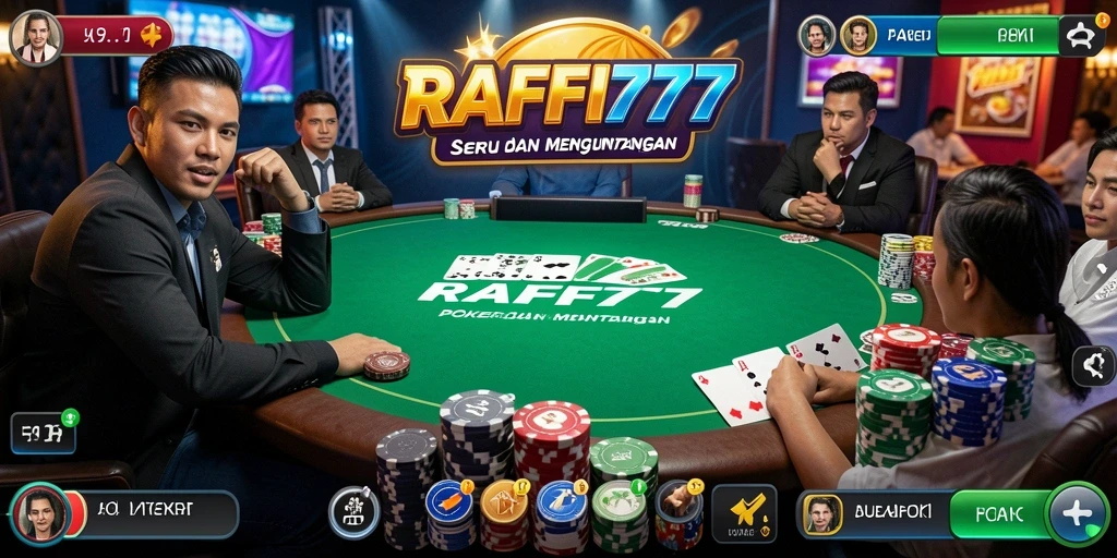 Screenshot utama RAFFI777 menampilkan gameplay Poker yang mendebarkan.