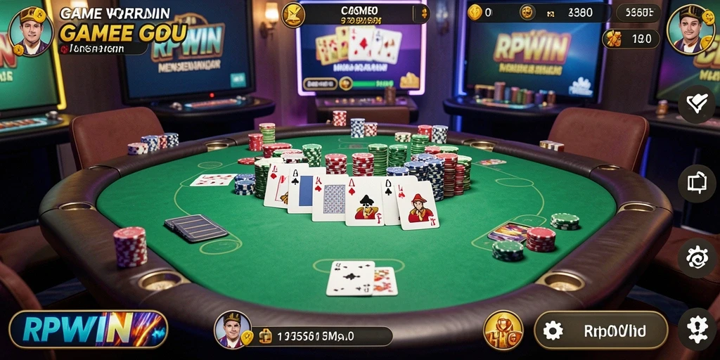 Tampilan utama gameplay Poker di RPWIN yang menarik dan seru.