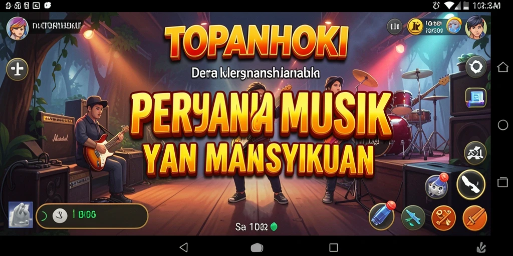Screenshot gameplay TOPANHOKI dengan aksi musik seru.