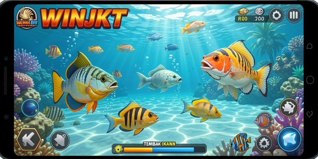 Screenshot gameplay WINJKT menampilkan aksi menembak ikan yang seru.