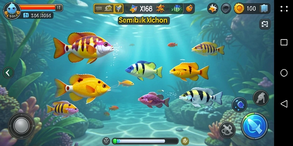 Tampilan screenshot X168 menunjukkan aksi menembak ikan yang mendebarkan.